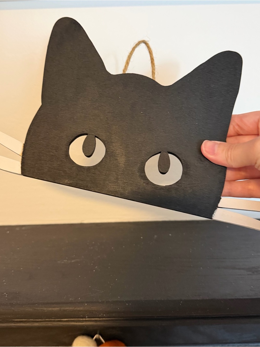 Black Cat Wooden Hanging Fall Decor- Hand Painted